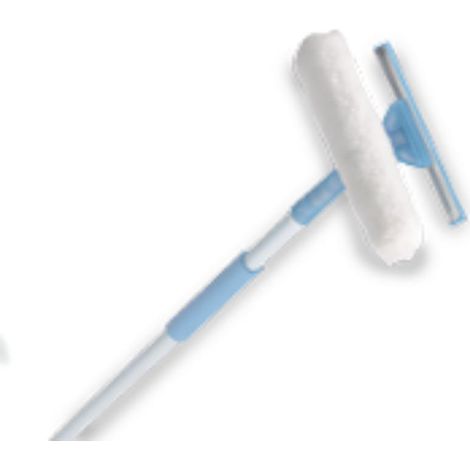 FPLUS limpiacristales reversible+mango , • Práctica herramienta todo-en-una

• Duradera hoja de silicona

• Trabaje con seguridad desde el piso con un tubo de 1.5 MTRS.(incluido)