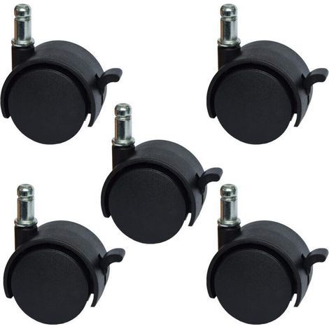 Roulettes de rechange pour chaise de bureau ou tabouret de 5,1 cm - avec frein (lot de 5) (1/5)