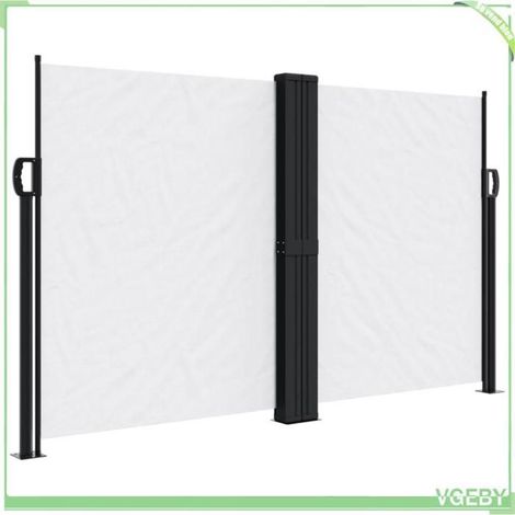 Auvent latéral rétractable - FAFEICY - 4004616 - Blanc - 140x600 cm - Résistant eau & UV (1/5)