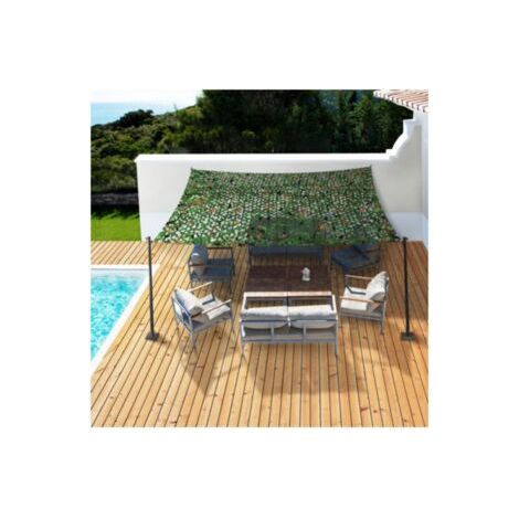 Vela de sombra rectangular, diseño de camuflaje, sombrilla, 3x4 m, malla verde (1/4)