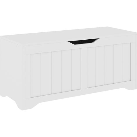 HOMCOM Panca Contenitore con Coperchio Sollevabile 100 cm Bianca (1/5)