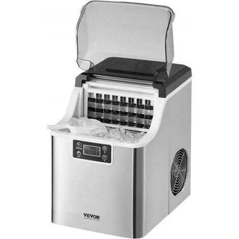 Eiswürfelbereiter Eisbereiter Eiswürfelmaschine 24 Würfel in 15 Minuten, 20,4 kg / 24 h, tragbarer Eiswürfelbereiter mit Schaufel & Korb, Eismaschine mit 3 Größen für Küche Bar Party (1/5)