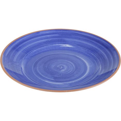 Plateau assiette LA VIDA Ø 40,5 cm hauteur 5,5 cm mélamine bleu aspect terre cuite (1/3)