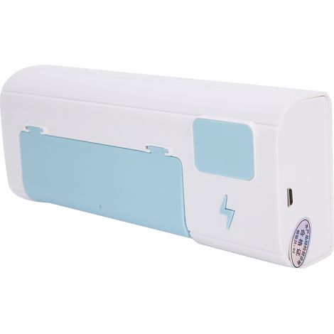 Porte-brosse à dents UVC mural sans perçage, support organisateur salle de bain, charge USB rechargeable, stérilisateur automatique, fixe par adhésif, rangement 2 brosses, blanc. (1/5)