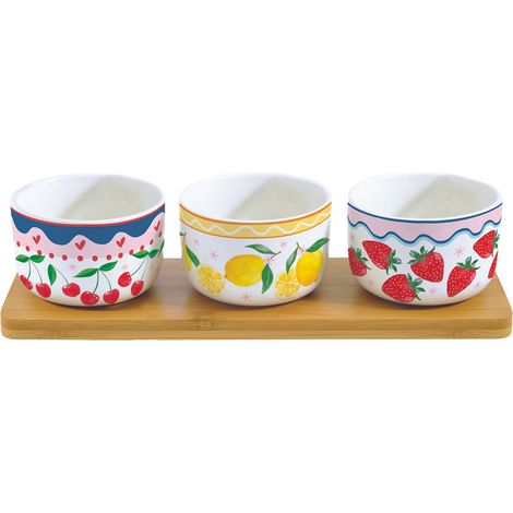 SET APERITIVO BAMBU C/3 CUENCOS FRUIT MANIA + CAJA REGALO
