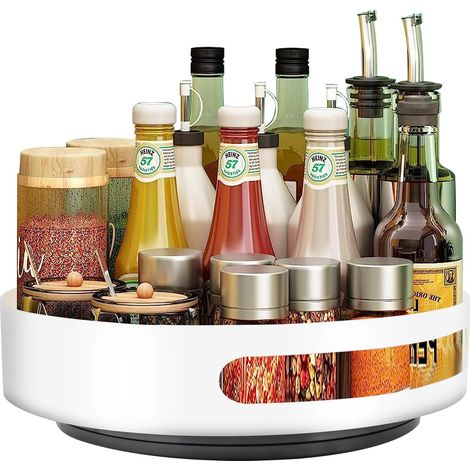 Lazy Susan Étagère à épices rotative à 360° en acier au carbone pour cuisine, chambre à coucher, salle de bain, bureau, 22 x 22 x 5 cm (1/5)