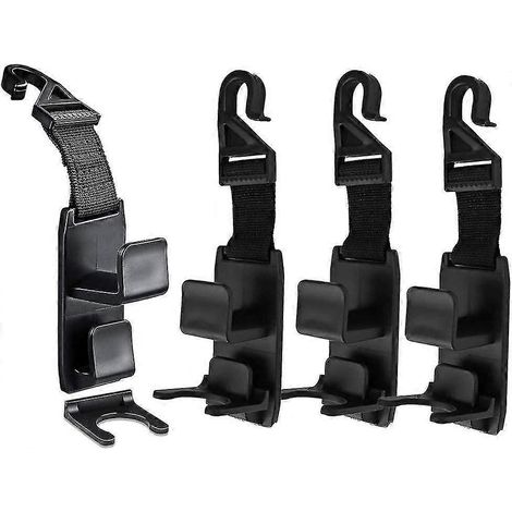 Auto-Aufbewahrungshaken, Kopfstützenhaken für Handtaschen, Geldbörsen, Mäntel und Einkaufstaschen, universeller Flaschenhalter für die Auto-Kopfstütze (4 Stück, schwarz) (1/5)