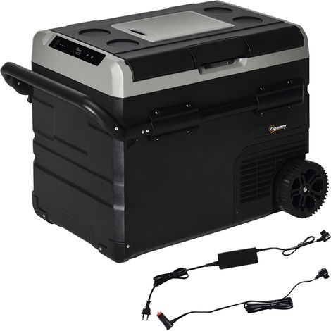 Nevera y Congelador de Compresor Portátil 60L Refrigerador de Coche CC 12V/24V -20℃ con Pantalla LED Táctil Asa Retráctil y Ruedas 71,1x46x57,1 cm (1/5)