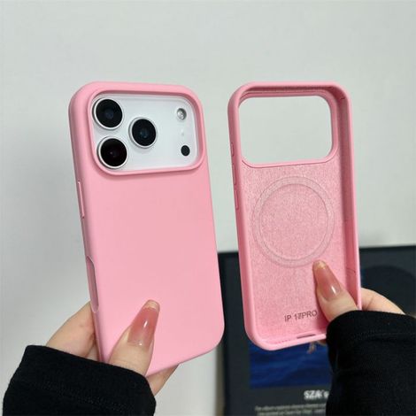 Coque - Silicone Liquide - Compatible MagSafe - Pour iPhone 17 Pro Max - Trou Caméra Élargi - Rose - 1 Pièce (1/5)