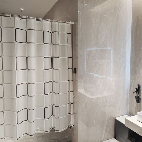 Rideau de douche anti-moisissure 180 x 180 cm, rideau de douche en tissu lavable, imperméable, antibactérien et à séchage rapide, baignoire, salle de bain (1/5)