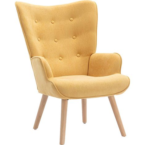 Fauteuil en tissu jaune moutarde VATELY