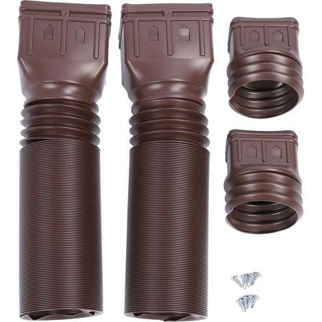 Lot de 2 rallonges de descente de gouttière flexibles de 53 cm à 147 cm pour usage résidentiel, couleur marron (1/5)