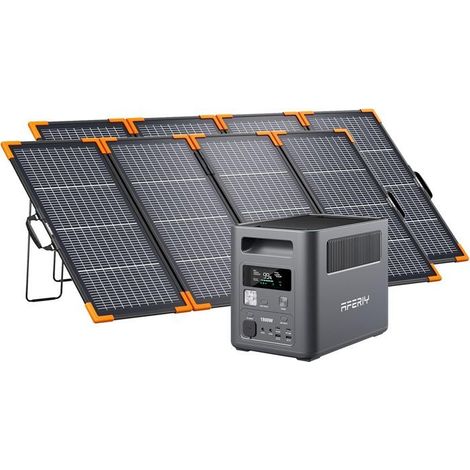 AFERIY Tragbarer Generator 1800W mit 2×200W Solarpanel, 1024Wh Batterie, Aufladung 0-99% in 60 Minuten (1/5)