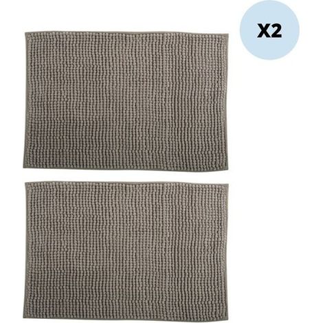 Juego de 2 alfombras de baño CHENILLE Microfibra 50x80 cm Beige MSV