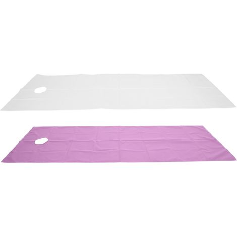 Lot de 2 draps jetables en polyester respirant et imperméable, parfaits pour les massages en salon de beauté (blanc et violet).