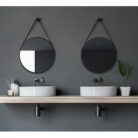 Talos Specchio Rotondo di Design Black Style, Diametro 50 cm, Telaio in Alluminio di Alta qualità (1/4)