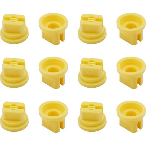 Lot de 14 buses plates en plastique à 110 degrés avec ouverture 0,4 mm pour pulvérisateur dos, jardin, équipement pulvérisation agricole (rouge) - 12pcs Fan-Shaped VP110-02 Yellow (1/5)