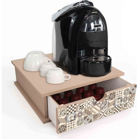 Lupia - Contenitore Cassetto Porta Capsule e Cialde caffè Cassetto ORGANIZER Vintage TILES VINTAGE 33x33 cm in legno per casa, cucina, angolo bar ufficio, multiuso