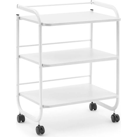 Chariot esthétique 3 tablettes 60 x 43 x 83 cm blanc mdf pvc acier blanc (1/3)