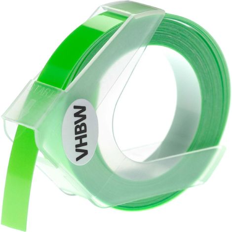 vhbw 3D Embossing Label Tape compatible with Dymo Caption Maker 1741205, 814580, E-101 Label Printer 3m x 9 mm, White on Neon-Green (1/2)