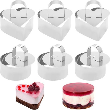 6 Pièces Cercle à Patisserie, Emporte-pièces Ronds avec Poussoir, Moules à Tartelettes, Moule à Mousse pour Dessert Gâteau en Acier Inoxydable (1/4)