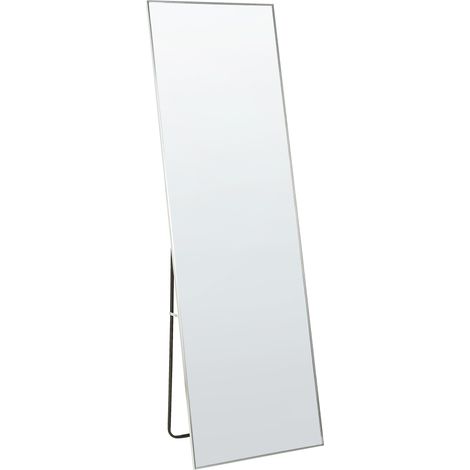 Espejo de pie de metal plateado 50 x 156 cm soporte marco ovalado moderno Beauvais