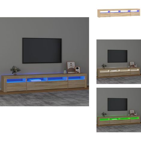 Meuble TV avec lumières LED Chêne sonoma 240x35x40 cm - Meubles Tv - Meuble Tv - Télévision Murale - Support Tv - Meubles Salon (1/5)
