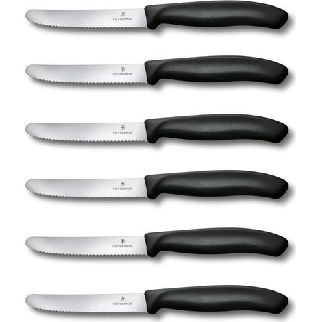 Swiss Classic Set de 6 Couteaux à Petit Déjeuner, 11 cm, Noir (1/5)
