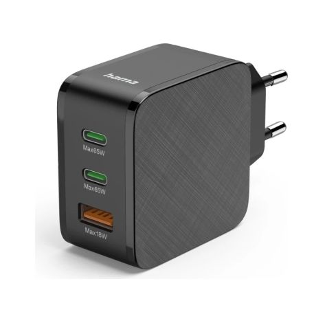 El cargador rÃ¡pido Hama de 65W en color negro es la soluciÃ³n perfecta para quienes necesitan cargar mÃºltiples dispositivos de manera eficiente y se