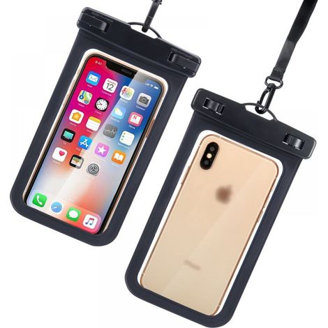 2 pièces MP Noir + étui de téléphone portable étanche, résistant à l'eau, pour protection quotidienne et usage extérieur