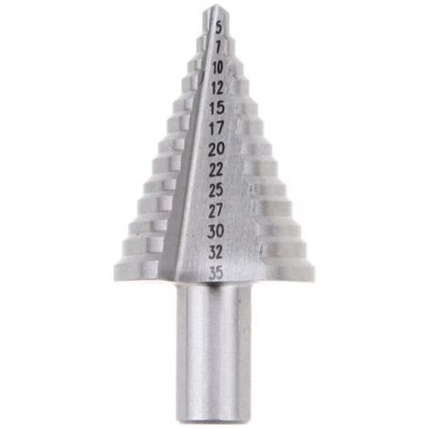 Metal Foret Conique Foret étagé 5mm-35mm,Triangle Conique Titane avec Revêtement Titane,pour Visseuse Percage sur Acier, Laiton, Bois, Plastique Argent (1/2)