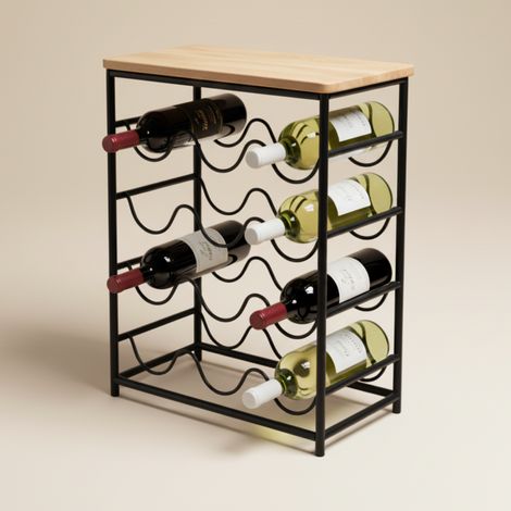Botellero "Craft Wine". Color: roble, negro. (1/5)