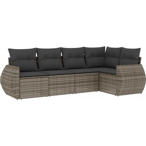 Maison Exclusive - 5-tlg. Garten-Sofagarnitur mit Kissen Grau Pol