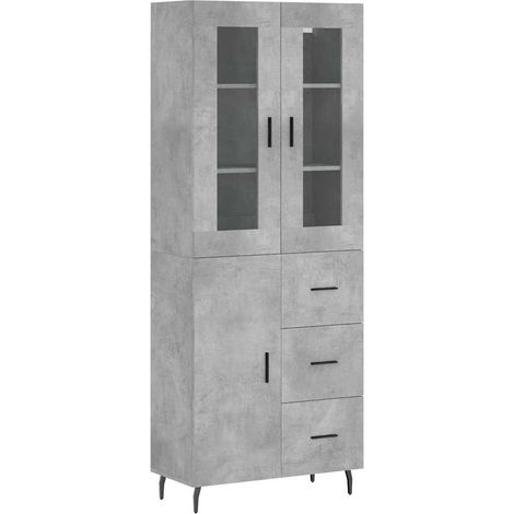 Maison Exclusive - Buffet haut Gris béton 69,5x34x180 cm Bois d'ingénierie (1/5)