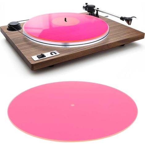 Tapis de Platine Vinyle en Acrylique, Tapis de Plateau pour Tourne-disque de 12 Pouces, Tapis de Remplacement pour Disques 33 1/3 Tr/min et 45 Tr/min, Faible Bruit, (rose (1/5)