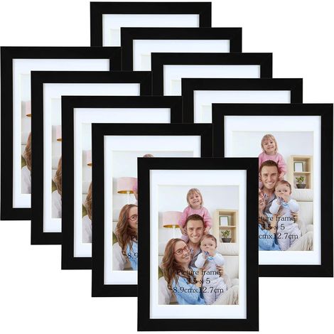 Bilderrahmen 10 Stück Passepartout Collage 9x13 oder 10x15 cm Schwarz (1/5)
