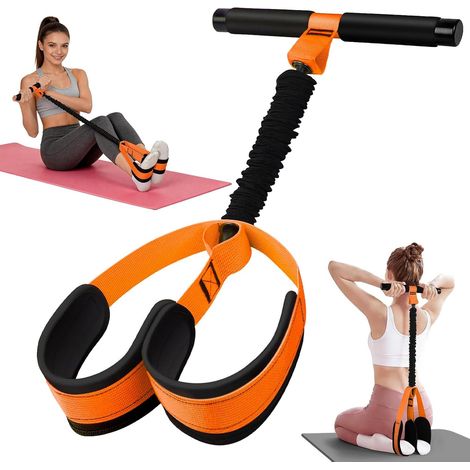 Bandes de Résistance avec Poignées, Materiel Sport Maison, Elastique Musculation Traction avec Pédale, Antidérapantes Pedal Resistance Band, Corde de Tension pour Abdominaux Bras Jambes (1/5)