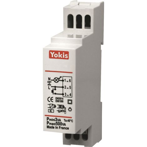 Yokis – Micromodule télérupteur filaire 500W – Tension 230V – Intensité 16A – Mode de pose sur rail DIN – MTR500M