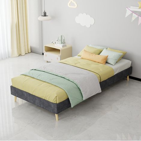 MEUBLIV Cama 90x200 cm gris - base baja, sin cabecero, sin colchón (1/5)