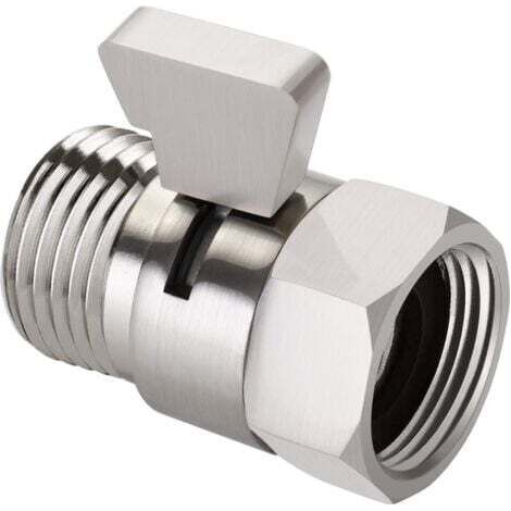 (Gebürstetes Nickel) Wasserdurchflussregler, Absperrventil aus gebürstetem Nickel für Handbrause, einstellbares Absperrventil für Wasserdruck, Standard-Messinganschluss G1/2