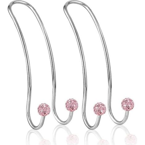 2 delar krokpress bilkrok krokupphänning, multifonctionnel Bling krok i steel bilkrok compatible avec handväska och kläder (rosa) (1/5)