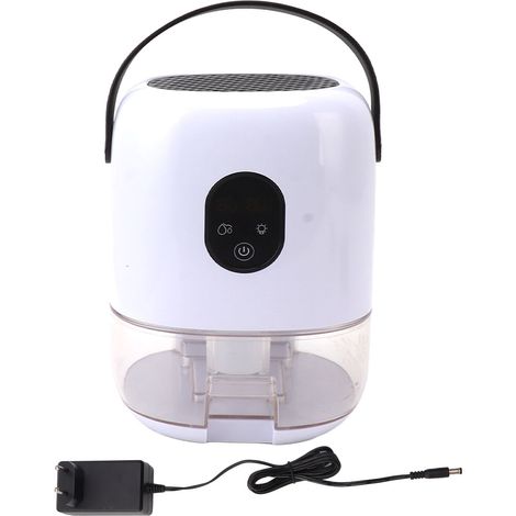 Déshumidificateur blanc pour usage domestique, chambre à coucher, fonctionnement silencieux, absorption et déshumidification de l'humidité du sous-sol, norme européenne 110-220 V (1/5)