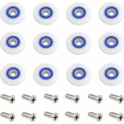 CCYKXA 12 pcs Shower Door Rollers Shower Door Rollers Shower Door Rollers Replacement Rollers Shower Door Rollers for Shower Door with Screws, 27 mm Diameter, Starlight