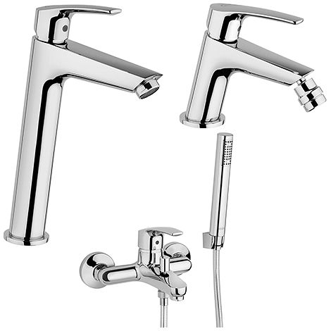 Set Rubinetti Jacuzzi per lavabo alto e bidet senza scarico e vasca serie Lucente cromato (1/5)