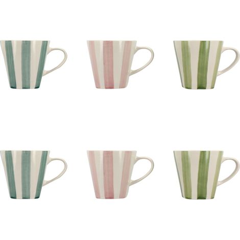 Lot de 6 tasses en grès 20cl, ARLEQUIN