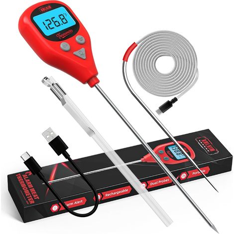 Thermomètre à Viande Numérique avec Sonde Filaire Externe, Rouge (1/5)
