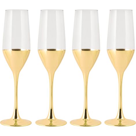 Set 4 Pezzi Calici Bicchieri Flute Champagne in Vetro 16 cl Arcopal