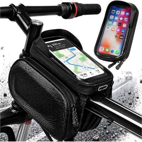Wasserdichte Fahrradtasche mit Klettverschluss, Gepäckträgertasche, Handyhalterung und Reißverschlusstasche (1/5)
