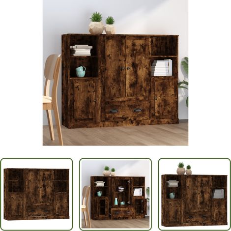 Buffet bois - Buffets 3 pcs chêne fumé bois d'ingénierie (1/5)