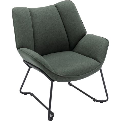 Wahson Armchair in Linen Modern Occasional Tub Chair with Comfortable Backrest Accent Chair for Home Bedroom Living Room Relax, Green